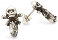 Bing Bang Memento Mori Silver and Swarovski Crystal Skull Stud Earrings