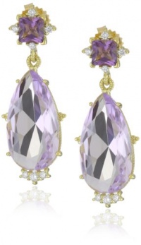 Judith Ripka Candy Candy Pear Drop with Square Stone Purple Earrings