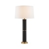 The black faux crocodile post atop a warm brass base on this Ralph Lauren table lamp casts an elegant light in any room.