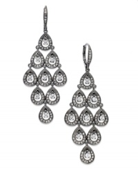 Elegance comes full circle in this pair of chandelier earrings from Eliot Danori. Crafted from hematite-tone brass, the earrings make stunning use of black glass crystal and cubic zirconia (1 ct. t.w.) accents. Approximate drop: 2 inches.