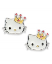 The royal treatment. This pair of sterling silver Princess Kitty stud earrings from Hello Kitty makes for quite the crowning achievement. Approximate diameter: 1/2 inch.