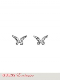 GUESS Silver-Tone Butterfly Post Earrings, SILVER