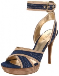 Guess Women's Belvar3 Platform Pump,Blue/Multi Fabric,8 M US