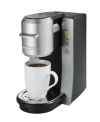 One cup at a time for fresh flavor just the way you like. At the press of a button you instantly have a cup bursting with flavor, and everyone in the house has coffee their way with the single serve convenience of this gourmet coffee maker. 1-year limited warranty. Model BVMCKG2001.