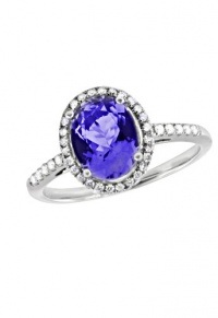 Effy Jewlery 14K White Gold Tanzanite and Diamond Ring, 2.24 TCW Ring size 7