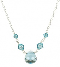 Sterling Silver Swarovski Elements Aquamarine Colored Briolette and Beads Necklace, 18