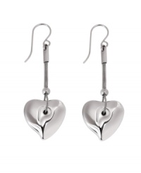 Set the mood for romance in this flirty, Breil style. Earrings feature polished stainless steel hearts. Approximate drop: 3/4 inch.