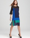 Take an artistic approach to dressing with this artfully arranged color block BCBGMAXAZRIA dress, exuding a modern, geometric look.