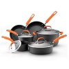 Rachael Ray Hard Anodized II Nonstick Dishwasher Safe 10-Piece Cookware Set, Orange