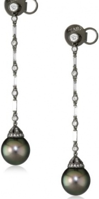 TARA Pearls Tahitian 10x11mm Black Rhodium Pearl Earrings