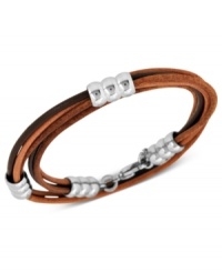 It's a wrap. This trendy, yet understated, men's wrap bracelet adds a stylish touch to any look. A stainless steel clasp and accents hold together 6 leather bands in an array of brown colors. Approximate length: 8-1/4 inches.