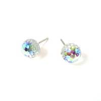 Aurore Boreale Faceted Ball Swarovski Austrian Crystal Earrings, 8mm