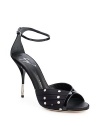 THE LOOKPeep toeAnkle strap with buckle closurePleated fabric detailMetal-tipped heelTHE FITHeel 4 (100mm)THE MATERIALPatent leather & fabric upperMetal heelLeather lining and soleORIGINMade in Italy