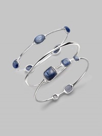 From the Scultura Collection. A delicate, pavé diamond accented style with five kyanite cabochons set in sterling silver. KyaniteDiamonds, .25 tcwSterling silverDiameter, about 2½Slip-on styleImported 