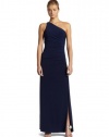 Laundry by Shelli Segal Women's One Shoulder Beaded Gown,Midnight,0