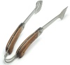 Charcoal Companion Explorer Stainless-Steel Grilling Tongs with Folding Rosewood Handles