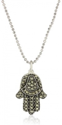 Judith Jack Reversibles Sterling Silver, Swarovski Marcasite and Crystal Hamsa Pendant Necklace