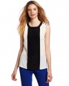 Trina Turk Women's Colorblock Cassidy Top, Ivory/Noir, Small