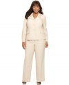 A pleated shawl collar gives this plus size pant suit an extra pop of personality, from Le Suit.