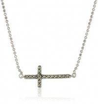 Judith Jack Reversibles Sterling Silver, Swarovski Marcasite and Crystal Side Cross Pendant Necklace