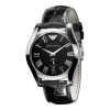 Emporio Armani Men's AR0643 Classic Black Leather Black Roman Numeral Dial Watch