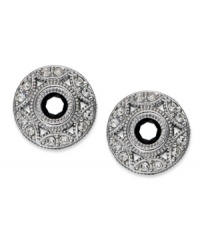 Circular chic. This pair of post stud earrings from Eliot Danori is crafted from rhodium-plated brass with black crystals and cubic zirconias (1 ct. t.w.) contributing to the style factor. Approximate diameter: 1/4 inch.