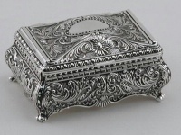 ORNATE RECTANGULAR BOX - ORNATE RECTANGULAR BOX, SILVER PLATED.