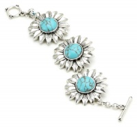 Lucky Brand Turquoise Floral Toggle Bracelet