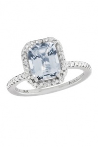 Effy Jewlery 14K White Gold Aquamarine & Diamond Ring, 3.19 TCW Ring size 7