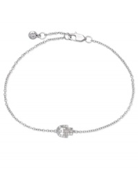 Give yourself a hand. This mini charm bracelet from CRISLU is crafted from platinum over sterling silver with a cubic zirconia (13/100 ct. t.w.) hasma pendant for a stylish touch. Approximate length: 7 inches.