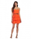 Sequin Hearts by My Michelle Juniors 34 Inch Cross Pleat Skirt Dress, Orange, 5