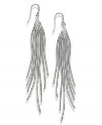 Wispy and whimsical. Alfani's sweeping earring style features graduated linear drops in silver tone mixed metal. Approximate drop: 3-5/8 inches.