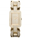 A feminine timepiece from Michael Kors' Brit collection heavily embellished with Swarovski elements.