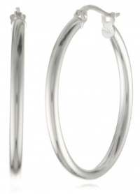 Sterling Silver Polished Tube Hoop Earrings (1.0 Diameter)