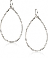 Lucky Brand Silver-Tone Hammered Tear Drop Hoop Earrings