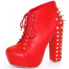 Nature Breeze Francheska-03 Red Studded Spiked Platform Booties, Size: 10 (M) US [Apparel]