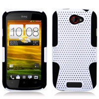 Aimo Perforated Armor Hybrid Case For HTC One S T-Mobile White