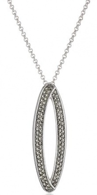 Judith Jack Sterling Silver and Marcasite Pave Elongated Drop Pendant Necklace