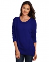 Magaschoni Women's 100% Cashmere High Low Sweater, Royal, X-Large