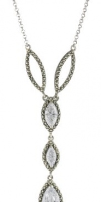 Judith Jack Sterling Silver, Marcasite and Cubic Zirconia Y Necklace