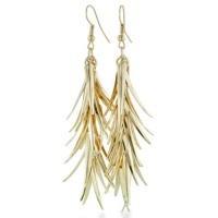 GOLD TONE MULTI CUTOUT LEAF EAR Pine Tree Branch Design Lightweight Gold Tone Dangle Earrings