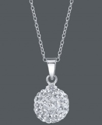 Gleam and shimmer even at your most casual with this sterling silver necklace from Unwritten. A sterling silver ball pendant is donned with pave-set crystals to refract light with sheer brilliance. Approximate length: 18 inches. Approximate drop: 2/3 inch.