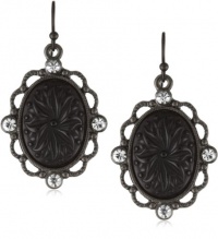 1928 Jewelry Victorian Gothic Black and Diamond Oval Drop Earrings