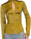 Roberto Cavalli Womens Top Blouse Shirt Yellow Silk, 40, Yellow