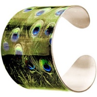 Glam Green Peacock Cuff Bracelet