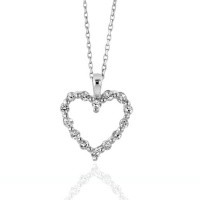 White Sapphire & Sterling Silver Heart Pendant w/ 18 Chain