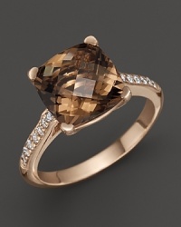 Lisa Nik 18K Rose Gold Smokey Quartz and Diamond Ring