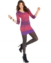 Sweater Project totally gets that style should be fun! Designed in the brightest animal-print, this knit tunic makes a fearless style statement for fall.