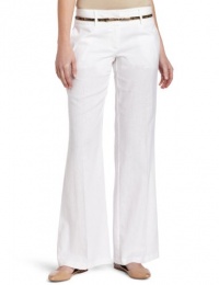 XOXO Juniors Multi Stitched Wide Leg Linen Pant, White, 0