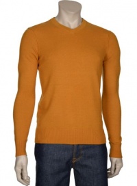 Vince Mens Cashmere V-Neck Sweater Large X-Large XL Mens Burnt Orange Long Sleeves